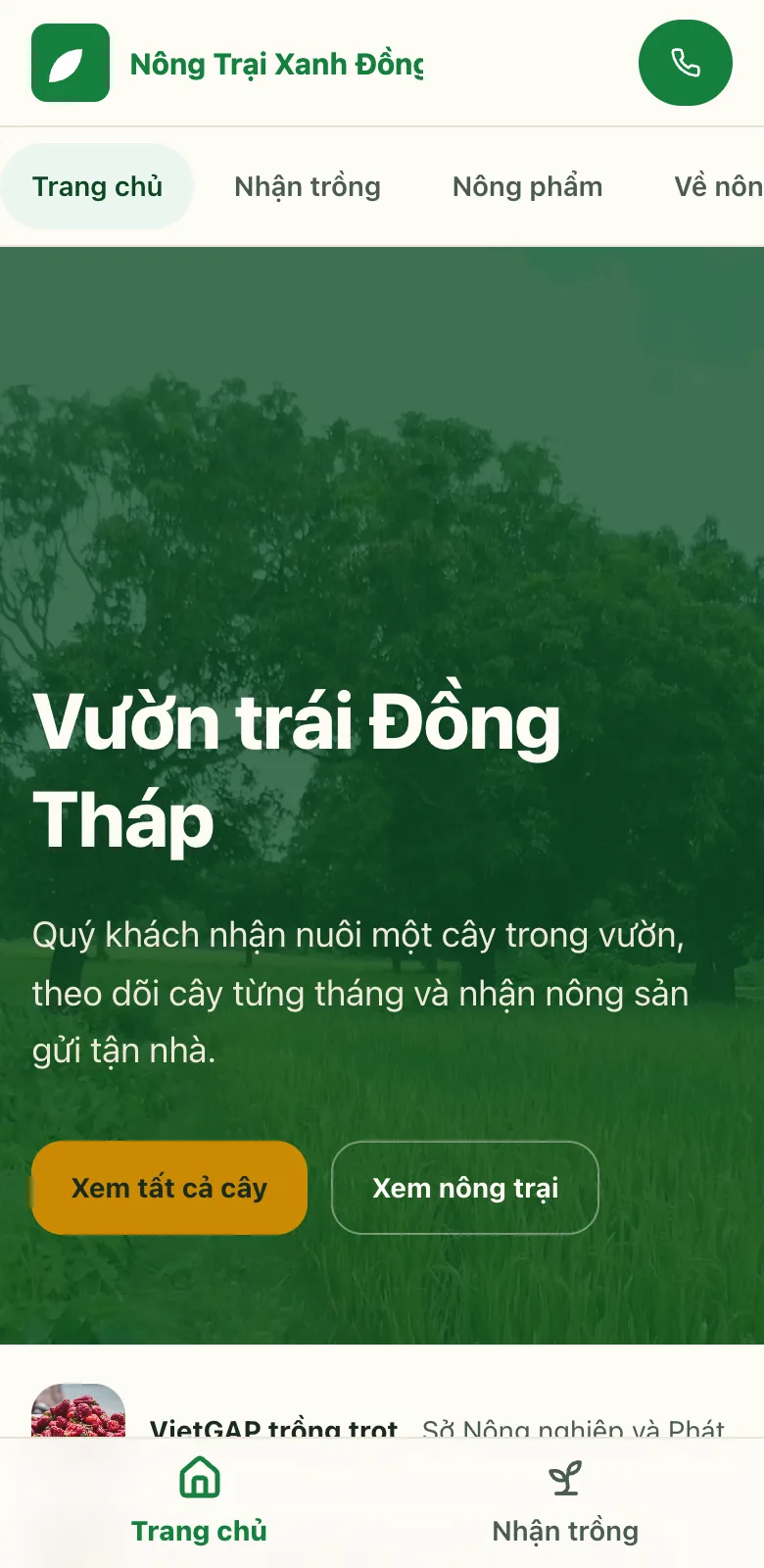 Cũng trang chủ ấy, mở trên màn hình điện thoại